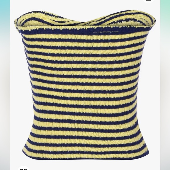 SMALL Knit Twist Tube Tops Y2K Stripe Hollow Exposed Navel Backless Crop - Picture 4 of 9